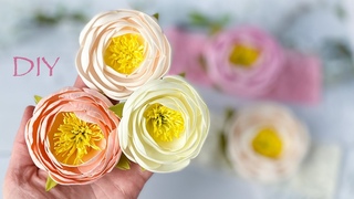 Только фоамиран и утюг! Цветы из Фоамирана Пион на повязку DIY Foam Sheet Flowers / Flores de Foamy