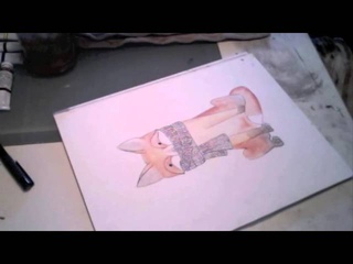 Speed Painting Watercolor Fox in Scarf