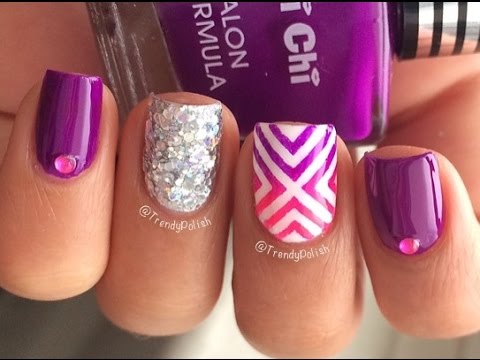 Pink Purple Tape Mani ( Nail