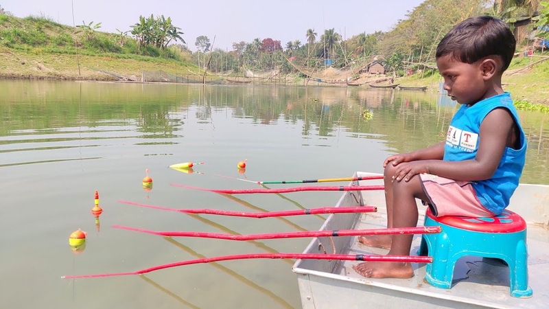 Best Hook fishing 2022 , Little Boy hunting fish by fish hook From beautiful nature Part